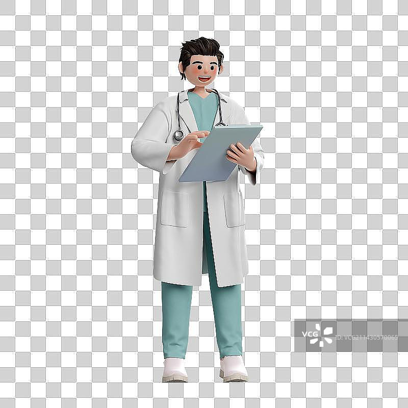 3D卡通风格男性医生人物形象免抠元素图片素材