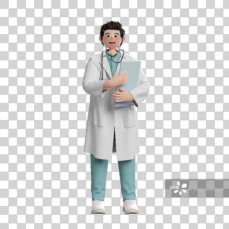 3D卡通风格男性医生人物形象免抠元素图片素材