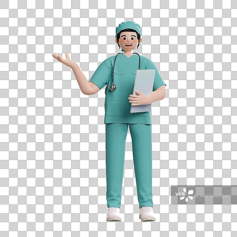 3D卡通风格男性护士人物形象免抠元素图片素材