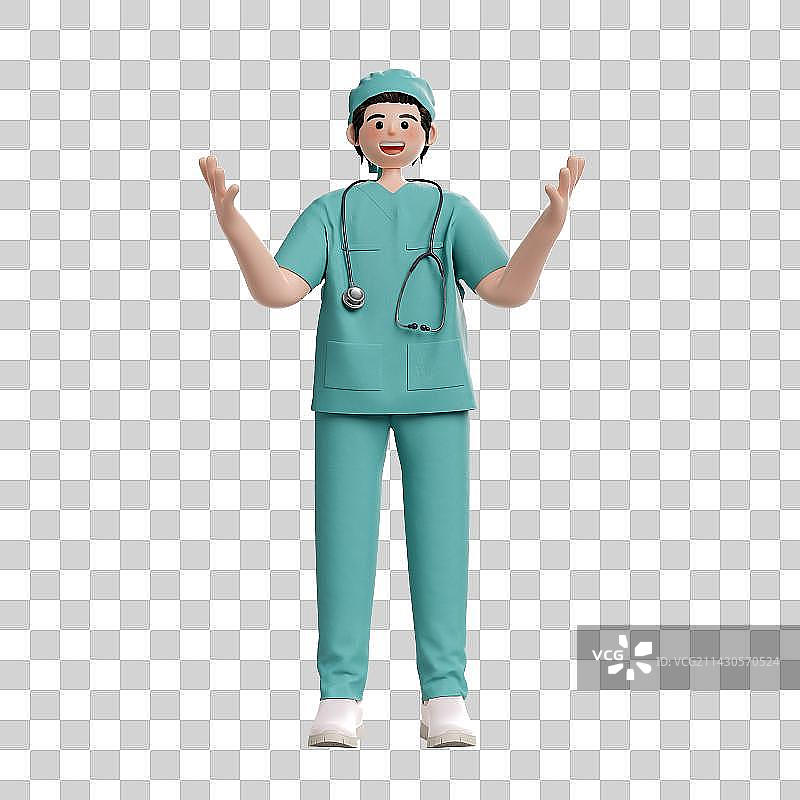 3D卡通风格男性护士人物形象免抠元素图片素材
