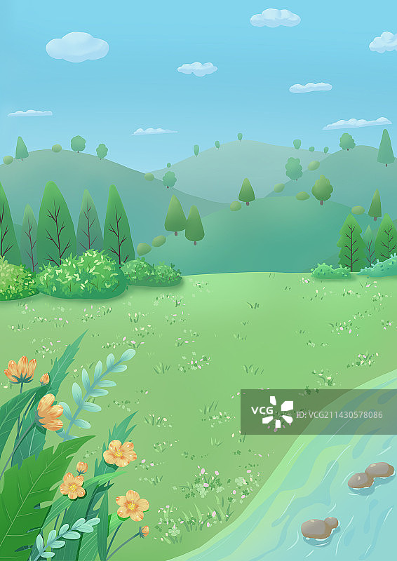 阳光明媚的日子，郊外景色如画。图片素材