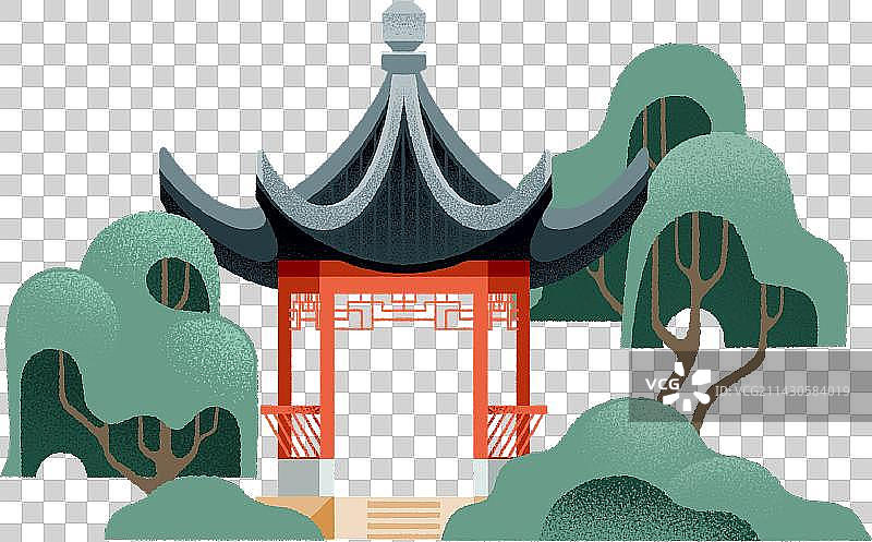 荷风四面亭-苏州园林拙政园建筑风光系列图片素材