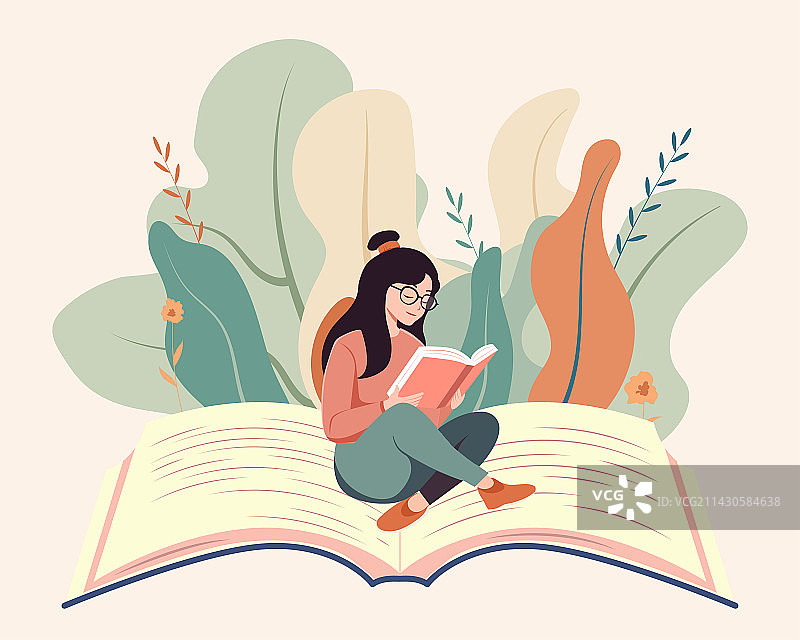 女孩读书图片素材