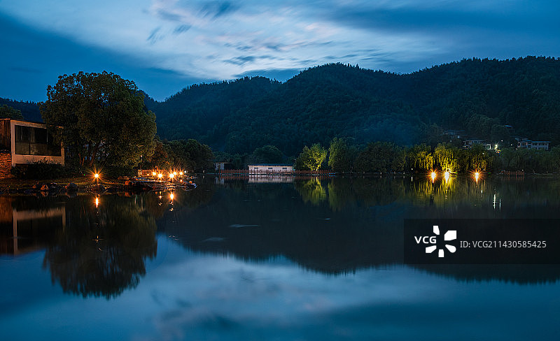 水乡夜色图片素材