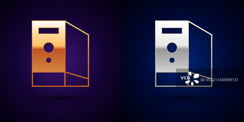 电脑机箱图标（金色和银色，隔离）图片素材