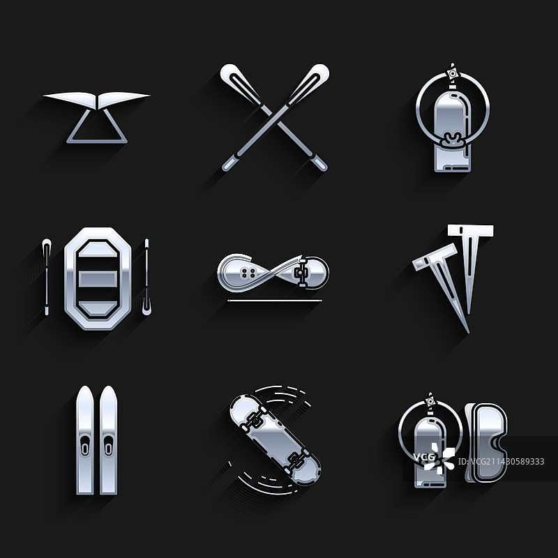 滑板特技潜水面罩水肺元素合集图片素材