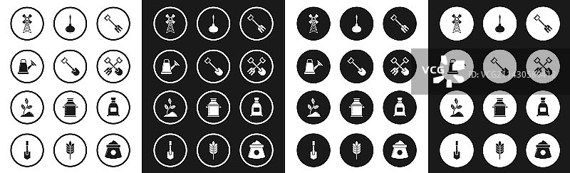 园艺耙子铲子洒水壶风车套装图片素材