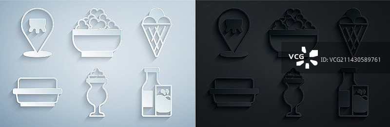 奶昔冰淇淋蛋卷黄油组合图片素材