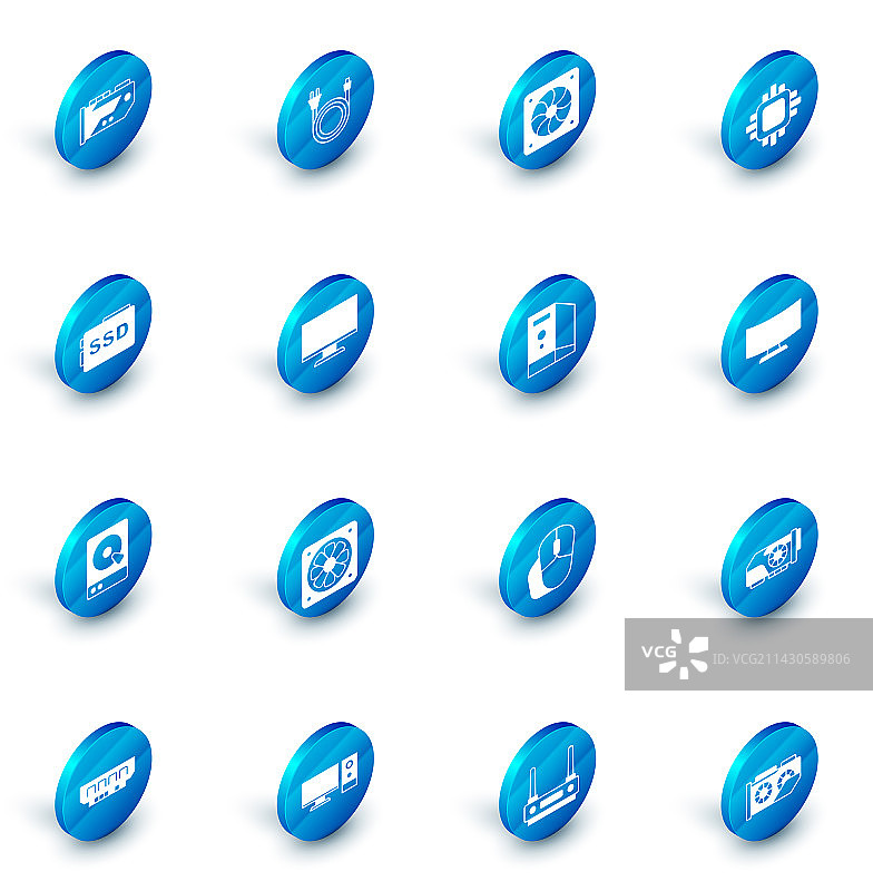 带散热器的电脑处理器电源插头套装图片素材