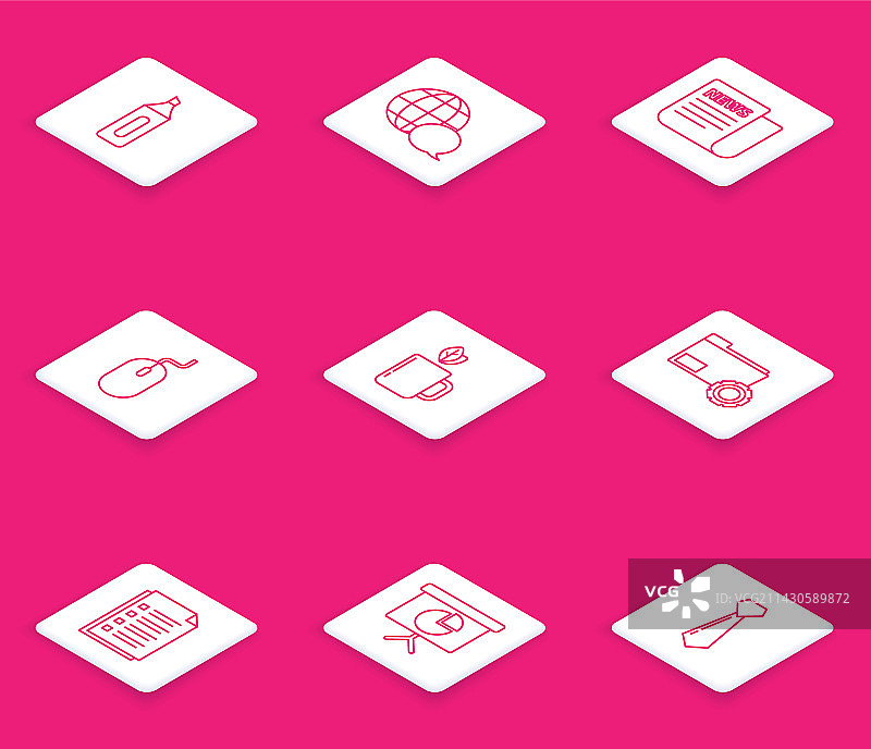 马克笔茶杯和树叶文件夹图片素材