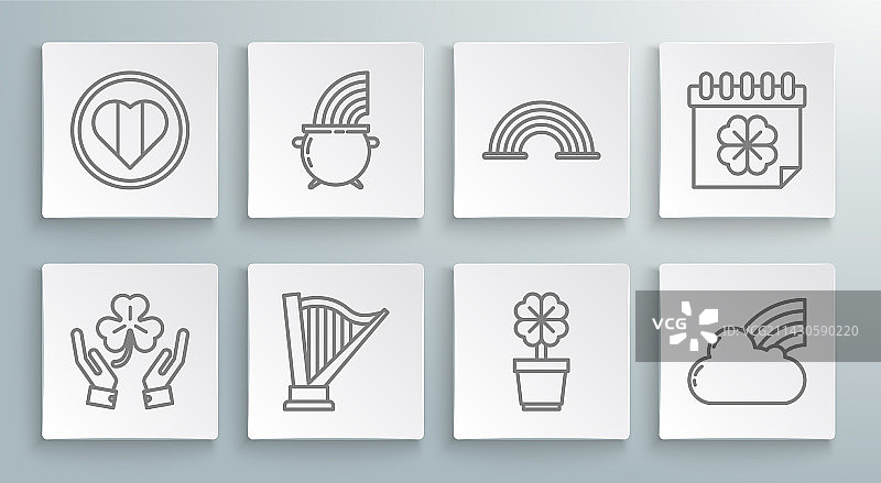 手持四叶草线条图标图片素材