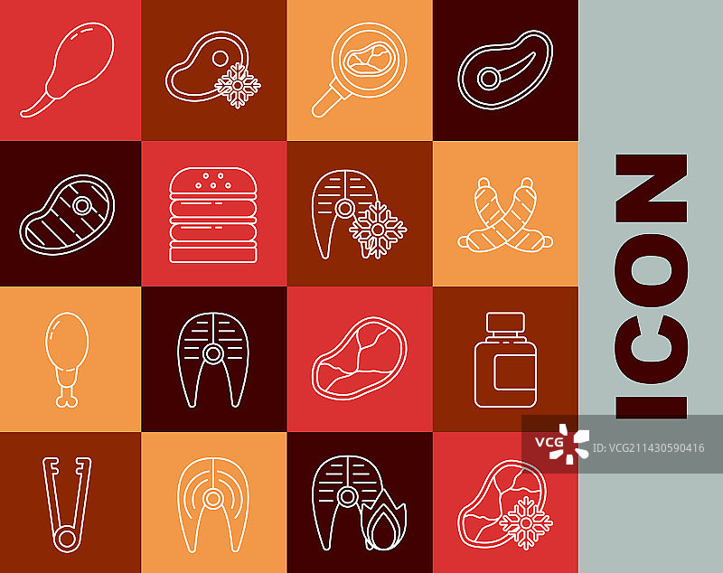 新鲜冷冻牛排与酱汁瓶图片素材