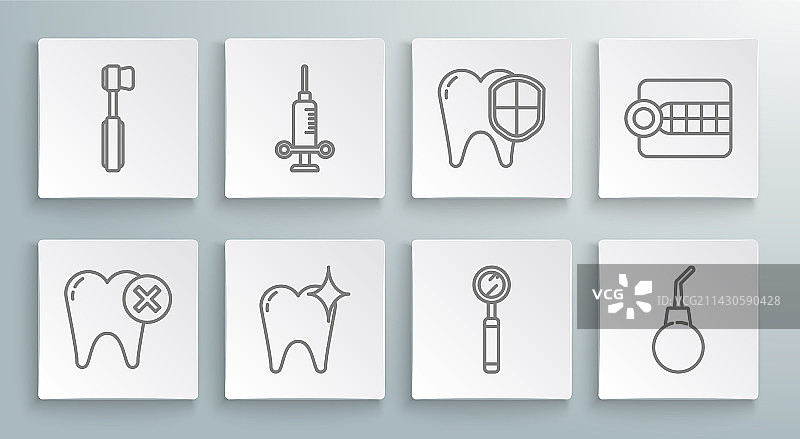 龋齿牙科医疗注射器牙齿线条图片素材