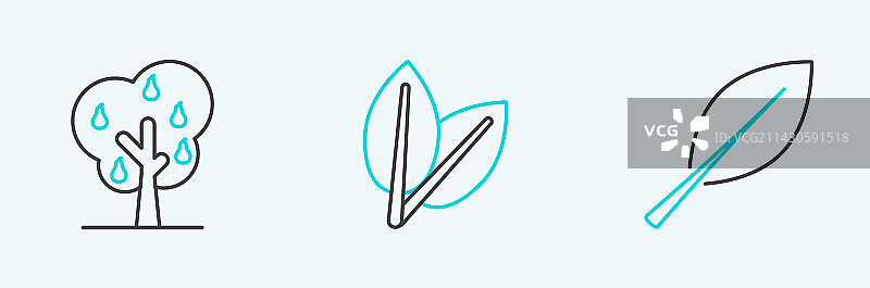 梨树叶子图标线条图片素材