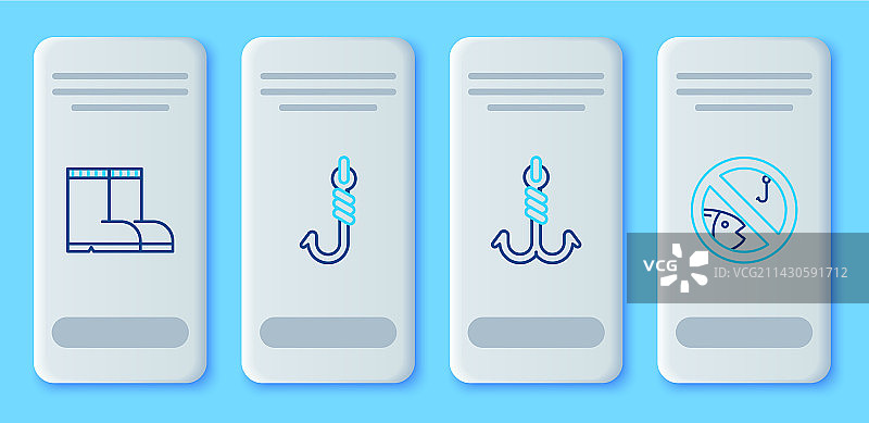 渔线鱼钩靴子禁止钓鱼标志图片素材