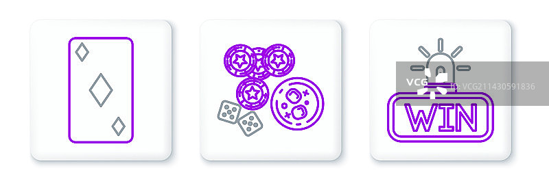 钻石扑克牌赌场赢钱线条图片素材