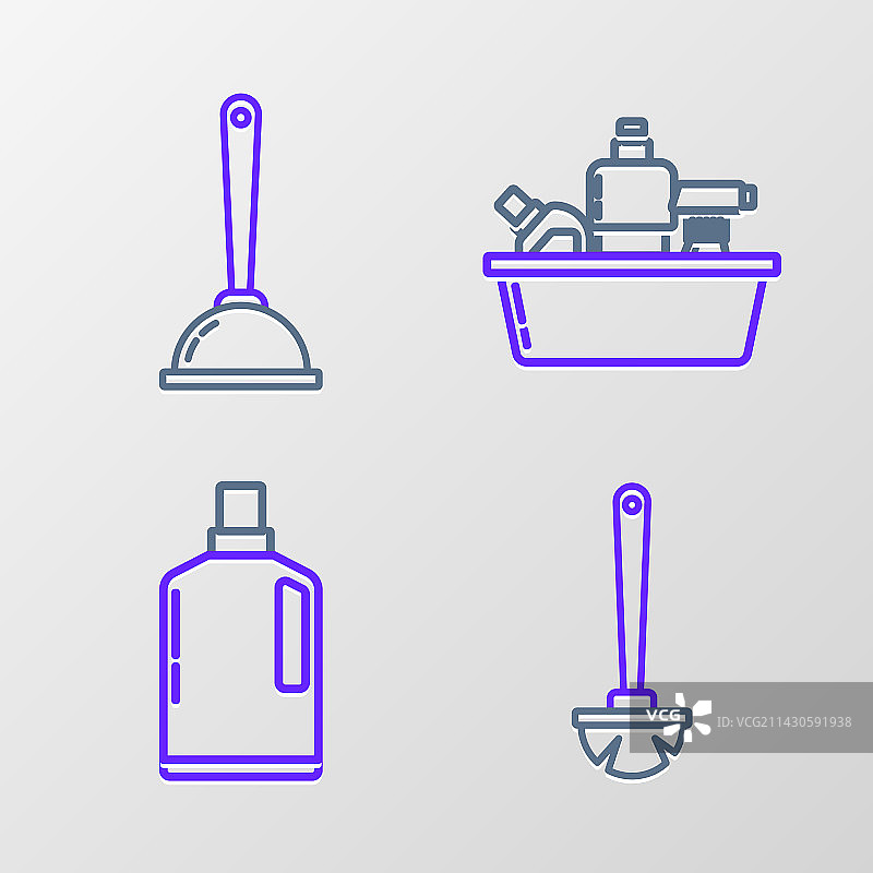 马桶刷和塑料清洁剂瓶图片素材