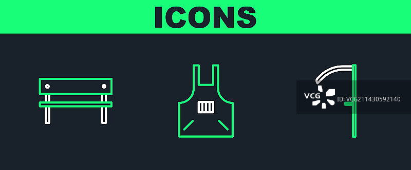 镰刀、长凳和厨房围裙图标图片素材