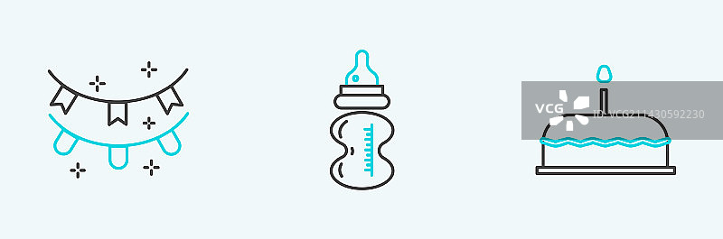 带燃烧蜡烛的狂欢蛋糕线条素材图片素材