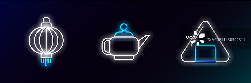 寿司、日式纸灯笼和茶图片素材