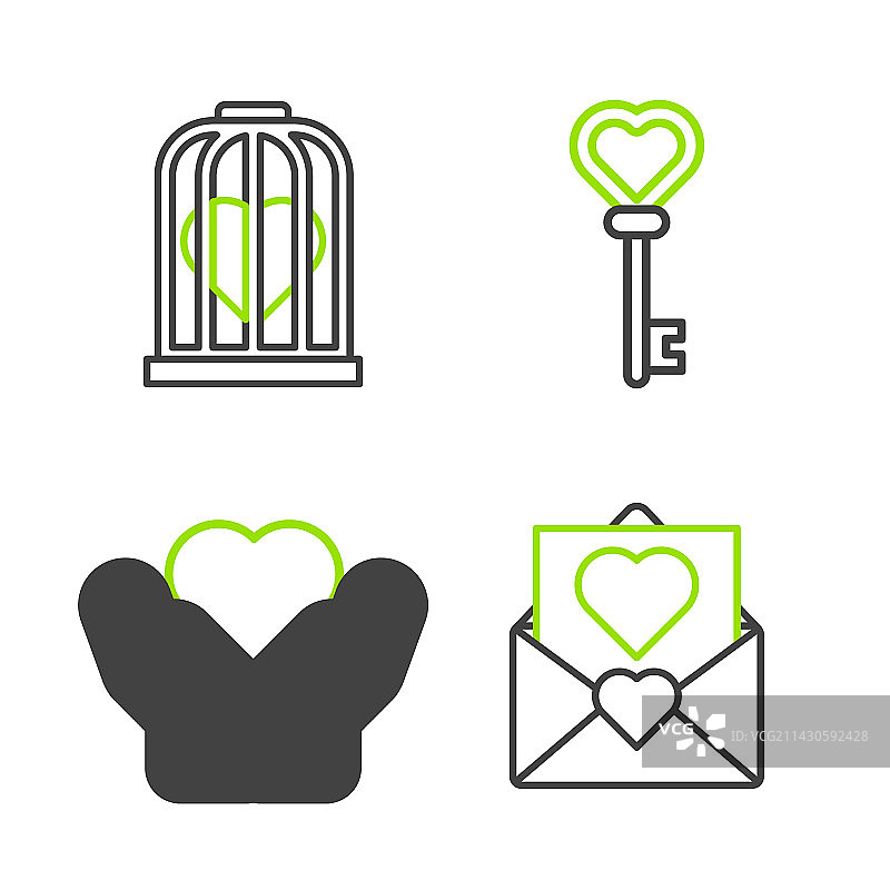 线稿情人节爱心信封图片素材