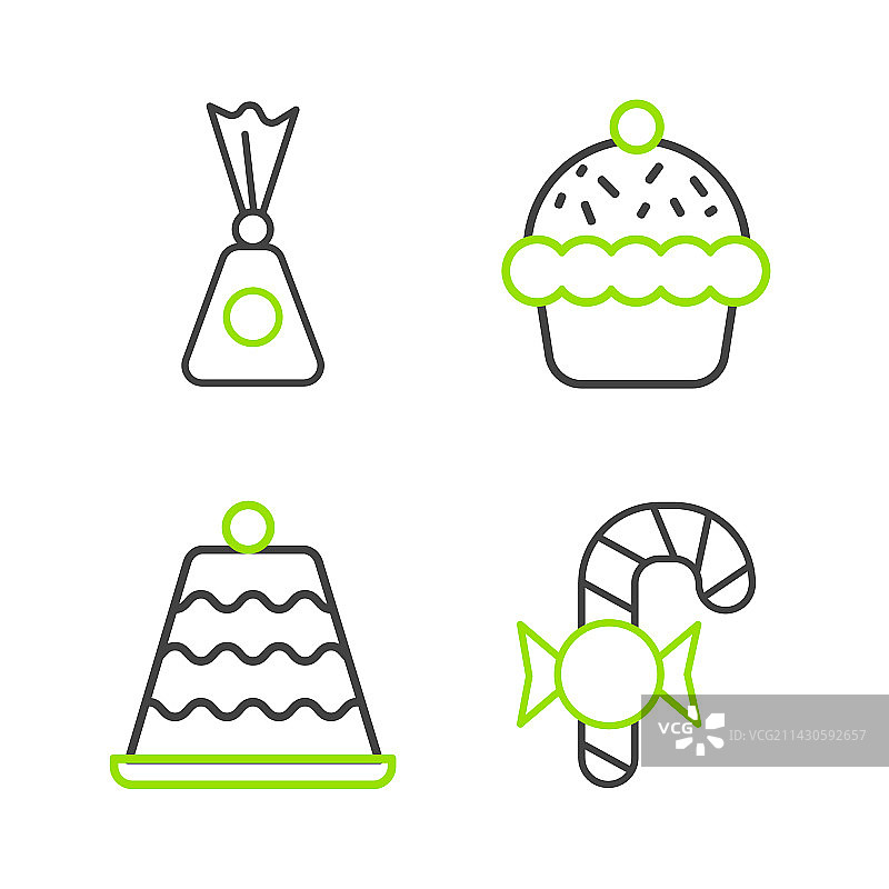 圣诞节拐杖糖蛋糕纸杯蛋糕组合图片素材