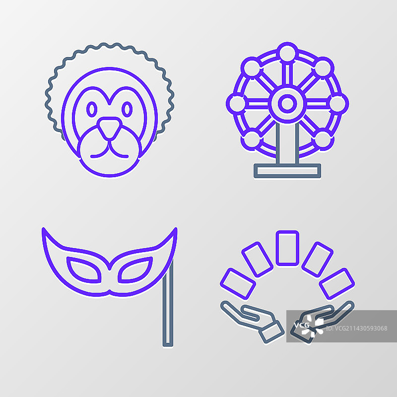 手持纸牌节日面具线条图片素材