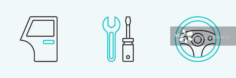 汽车方向盘车门螺丝刀banner图片素材