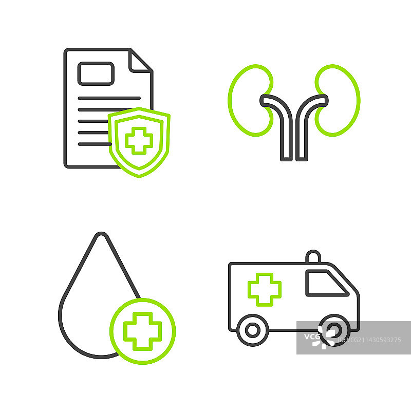 线条救护车献血元素套装图片素材