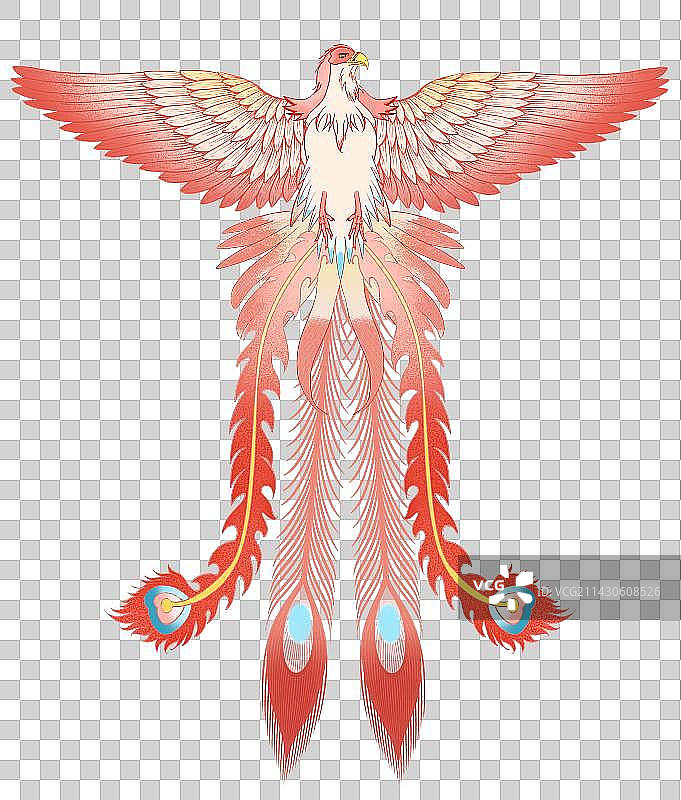 风筝凤凰鸟类长尾巴凤尾国潮风格纸鸢元素图片素材