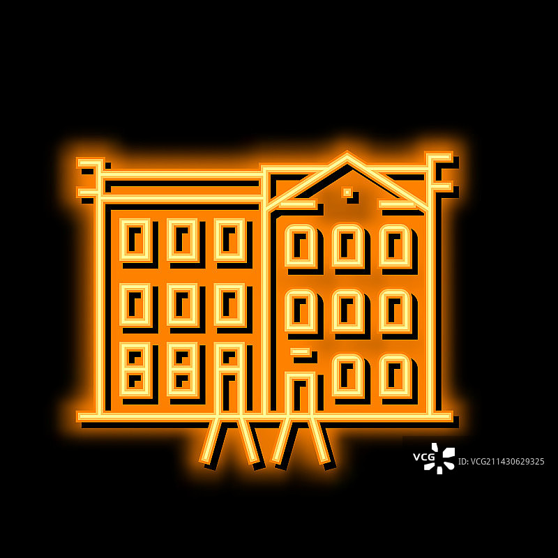 霓虹灯光联排住宅图标图片素材