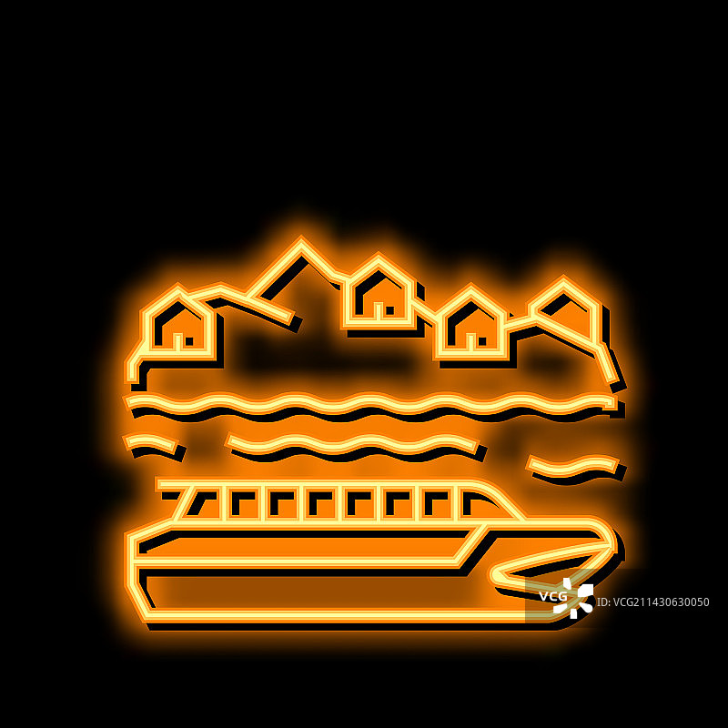 河流巡游霓虹灯图标图片素材