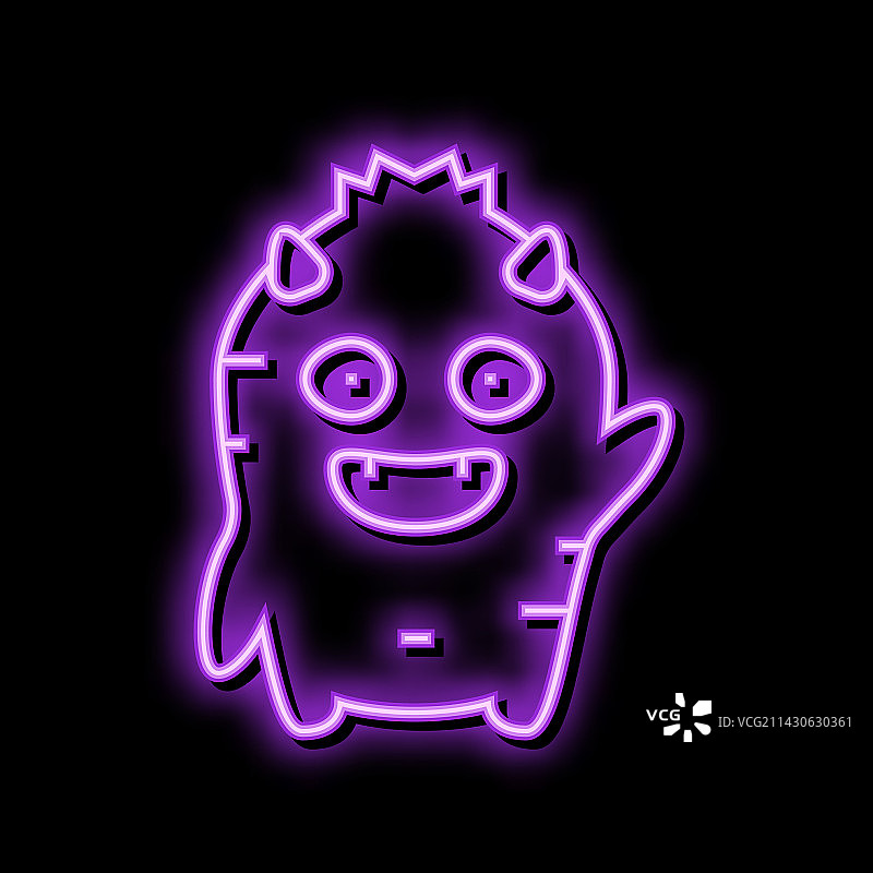 可爱的霓虹灯光怪物图标图片素材