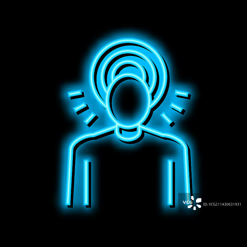 头部霓虹灯效果的头痛图标图片素材