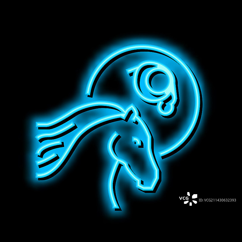 钩端螺旋体病马匹霓虹灯图标图片素材