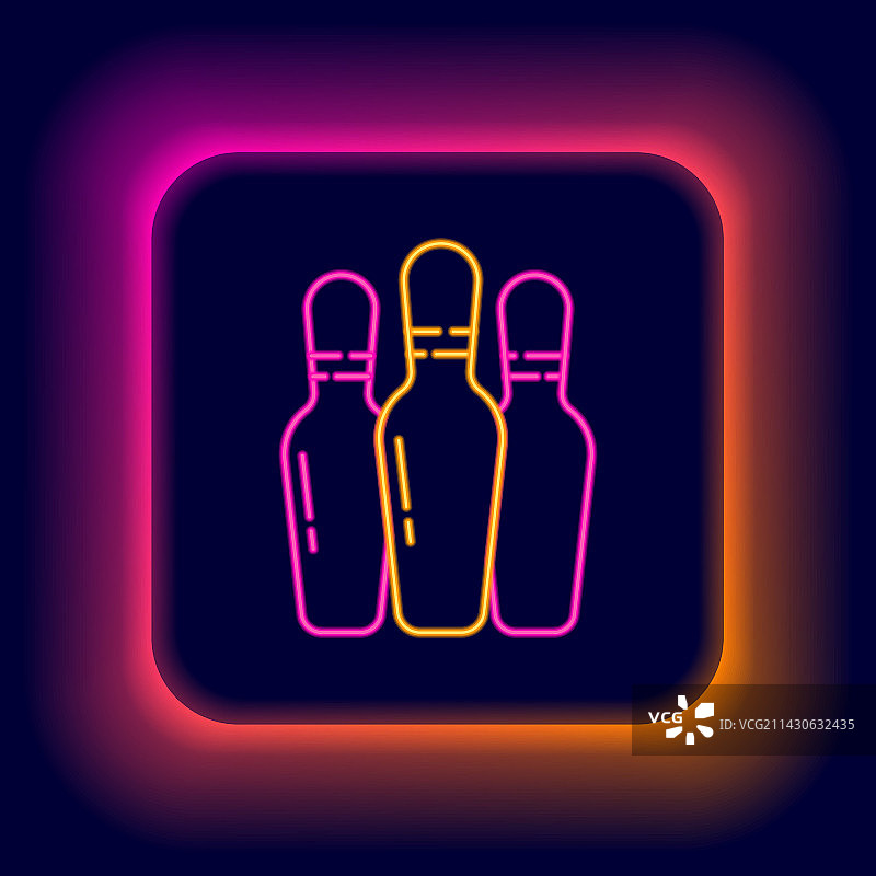 发光的霓虹灯线条保龄球瓶图标图片素材