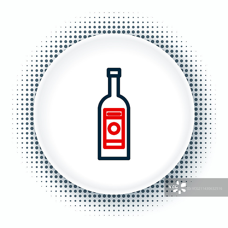 白色背景上的伏特加玻璃瓶线条图标图片素材