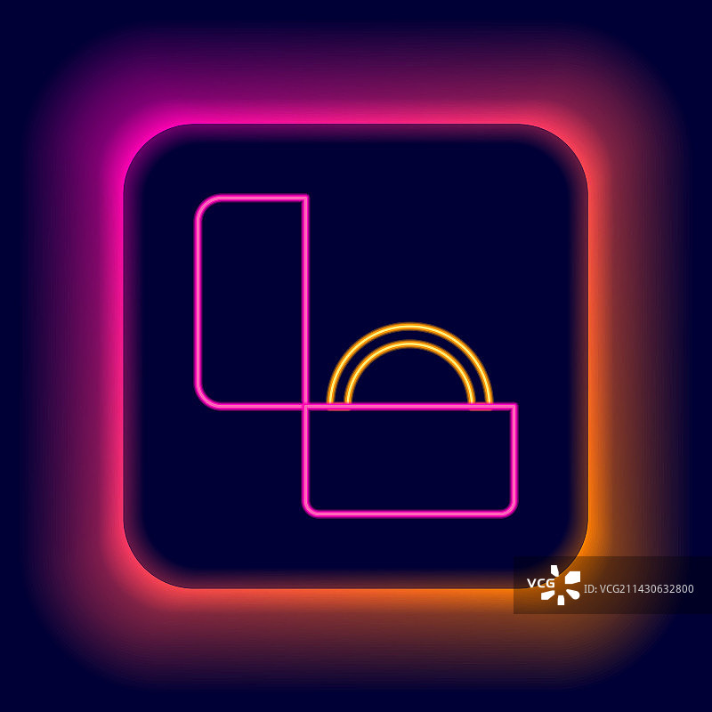 发光的霓虹灯线条：钻石订婚戒指图标图片素材