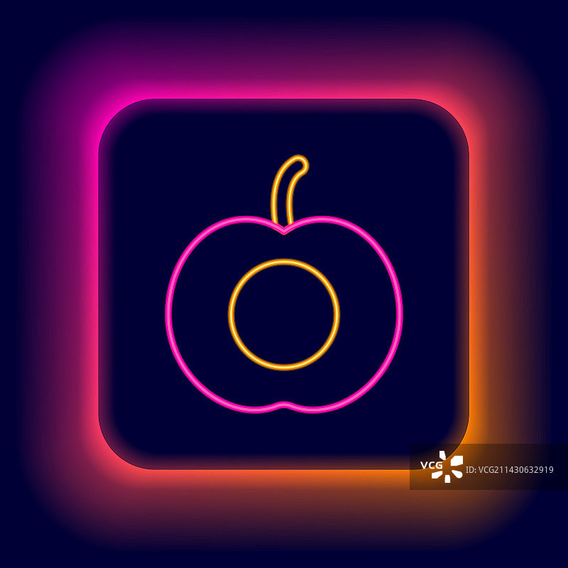 发光霓虹灯桃子或油桃图片素材