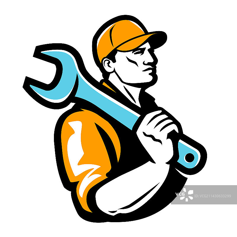 建筑工人扳手标志图片素材