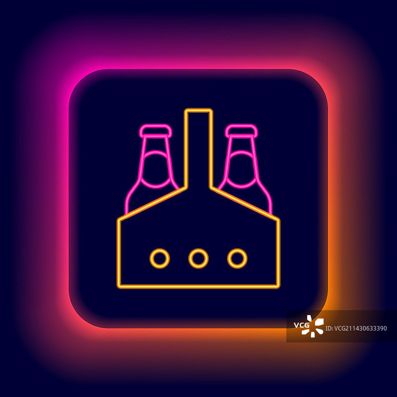 发光霓虹线条啤酒瓶图标图片素材