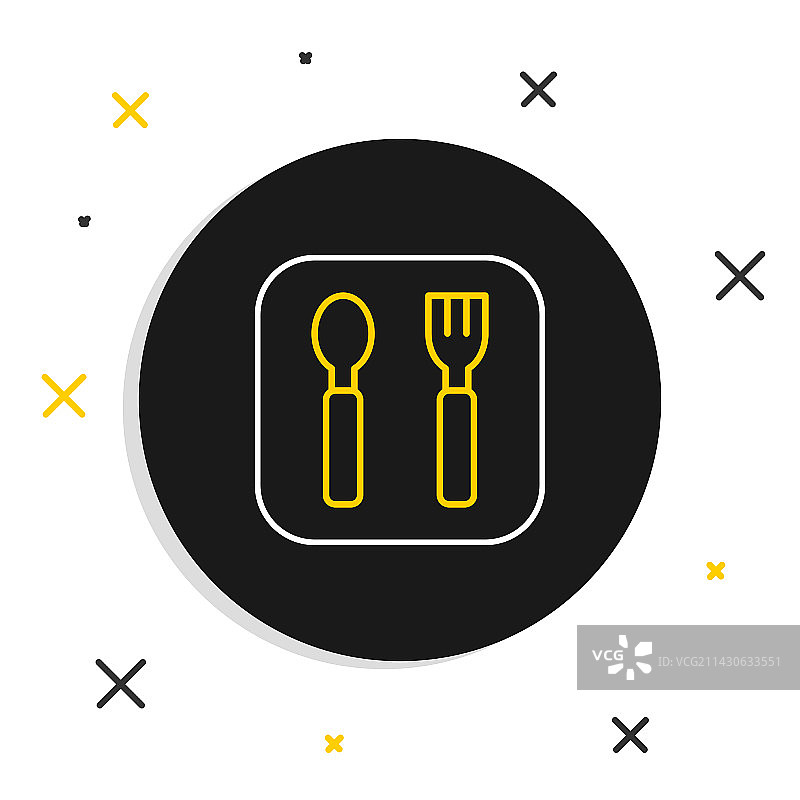 白色背景上的叉子和勺子线条图标图片素材