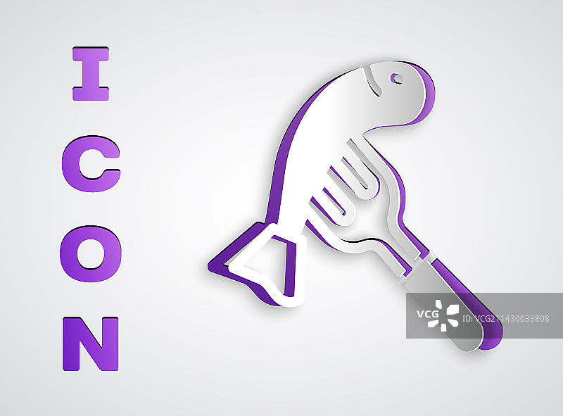 纸雕风格的盘装鱼图标图片素材