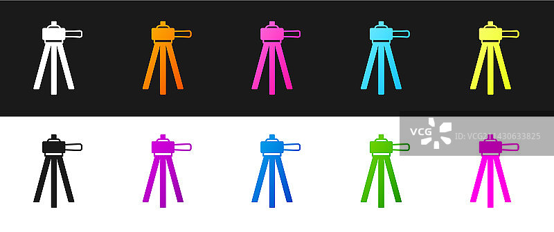 三脚架图标（黑白背景）图片素材