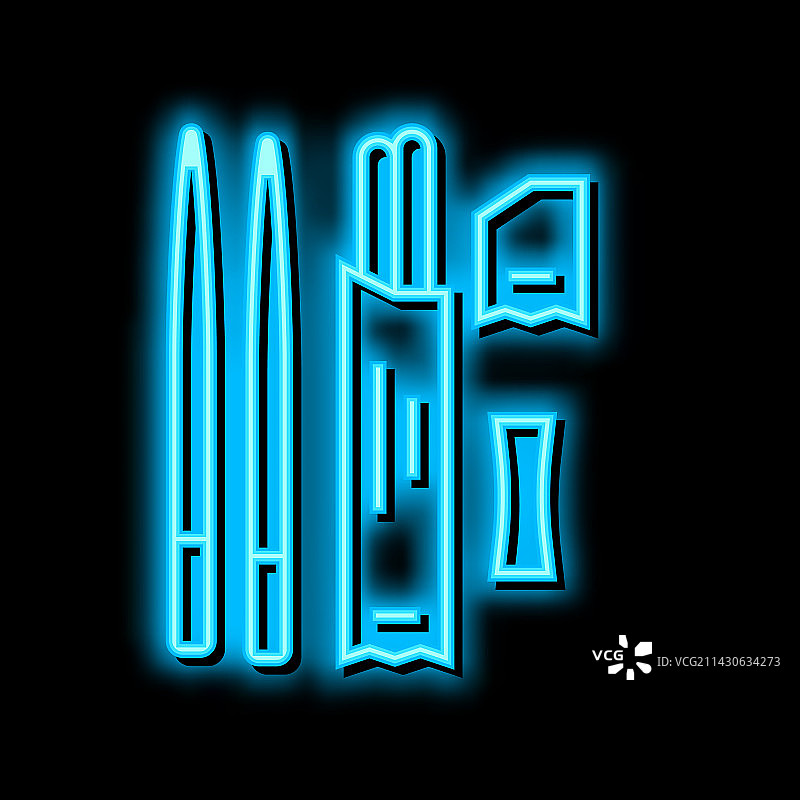 霓虹灯下的亚洲美食餐具：筷子图片素材