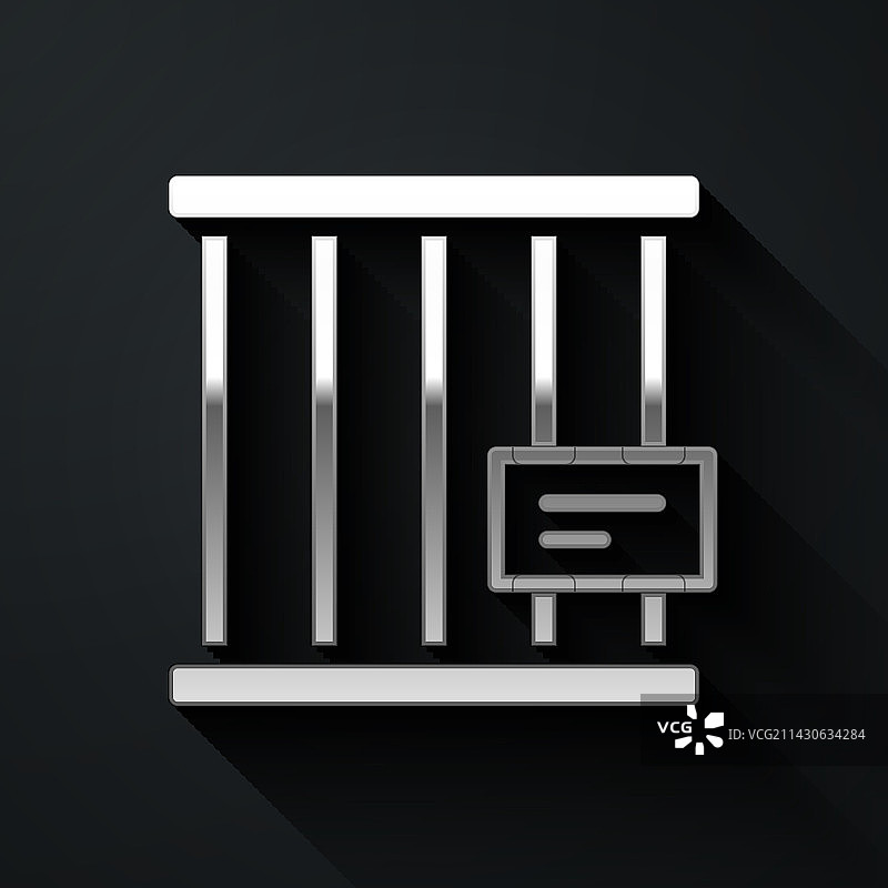 黑色背景上的银色动物笼子图标图片素材