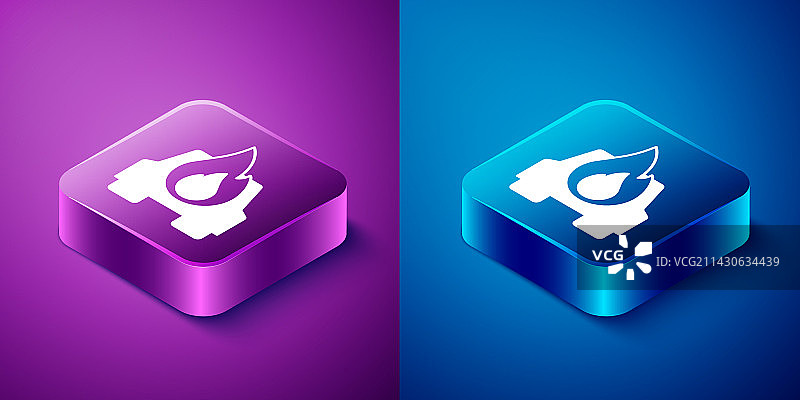 2.5D燃烧的汽车图标，蓝色背景图片素材