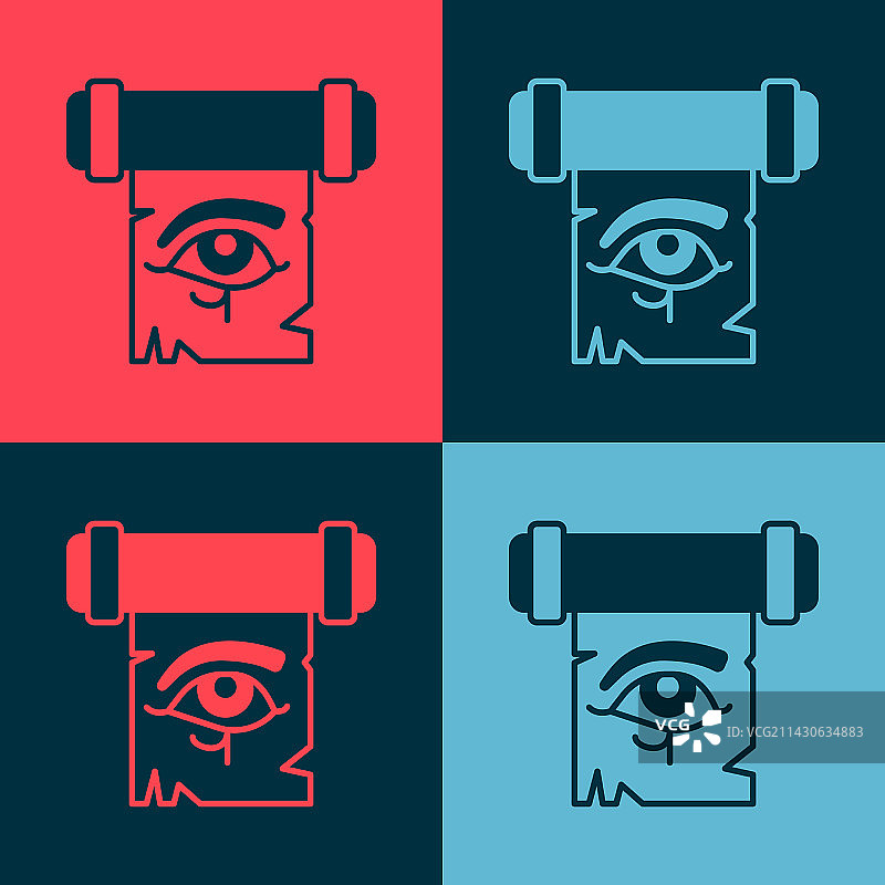 波普艺术风格莎草纸卷轴上的荷鲁斯之眼图片素材