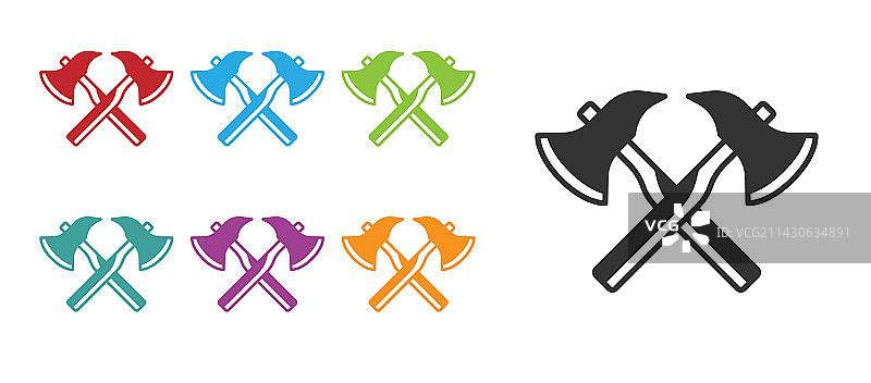 白色背景上隔离的黑色消防斧图标图片素材