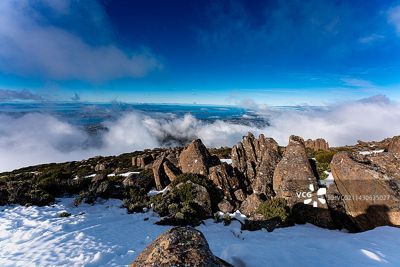威灵顿山顶的云海图片素材